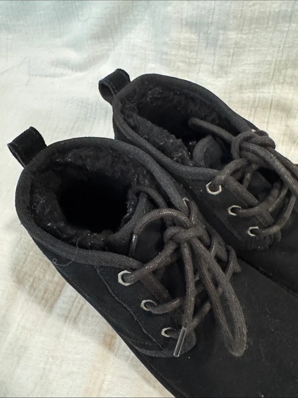 UGG Black Suede Neumel Lace-Up Boots womens size 7